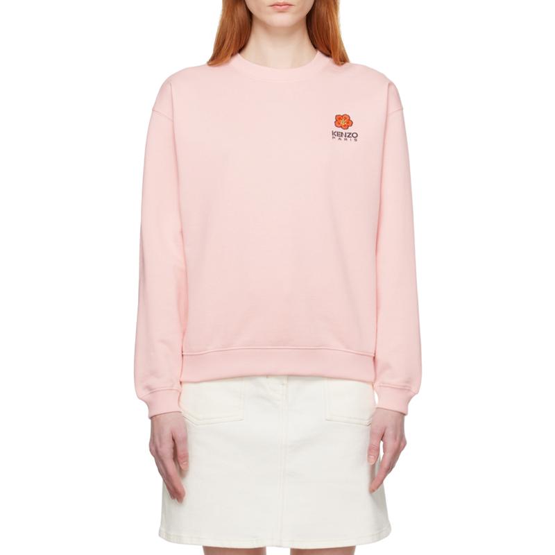 高田贤三(Kenzo)纯棉圆领刺绣徽标女运动卫衣春秋百搭套头休闲宽高清大图