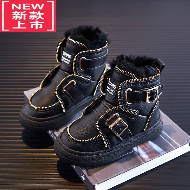 可莉允儿童雪地靴2022新款一体冬季大童棉鞋男童雪地鞋女童短靴图片