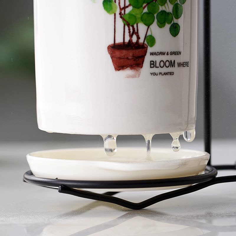 北欧筷子篓陶瓷筷子架家用沥水厨房筷子筒勺子收纳置物架筷盒 敬平 万年青[金色款]筷笼图片