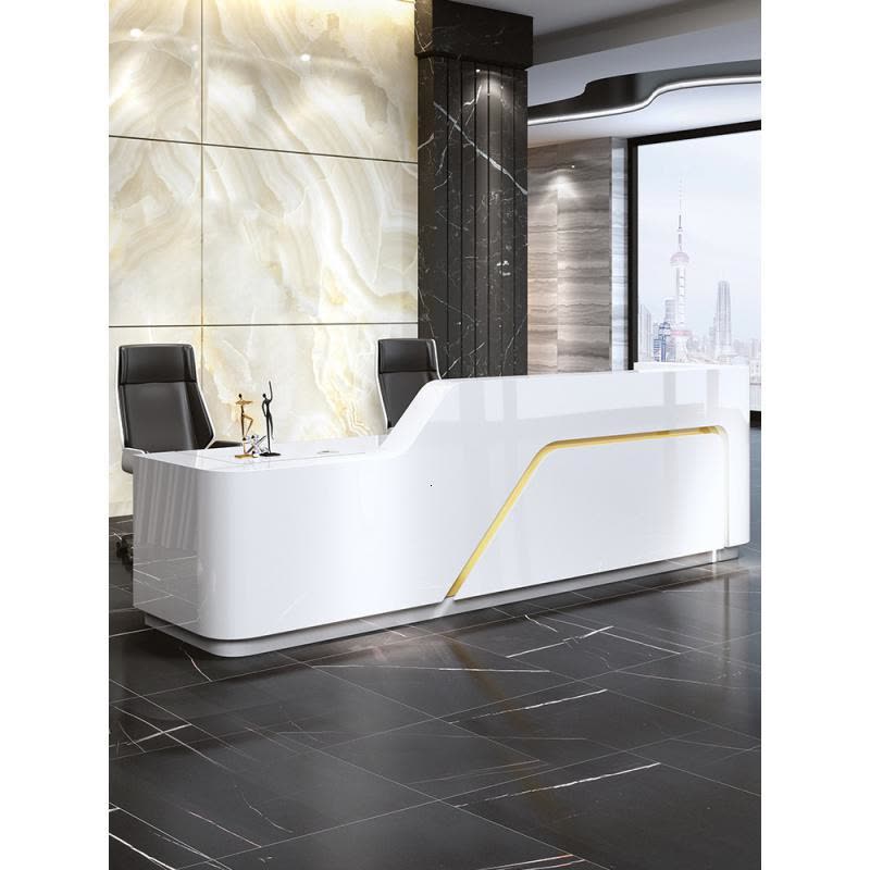 汐岩前台接待台烤漆 公司办公家具办公室咨询台简约现代大气创意定制图片