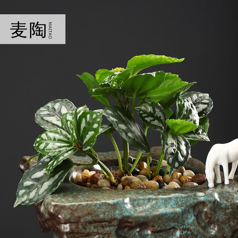 美帮汇新中式创意盆景摆件大圣归来悟空玻璃客厅桌面l流水摆件高清大图