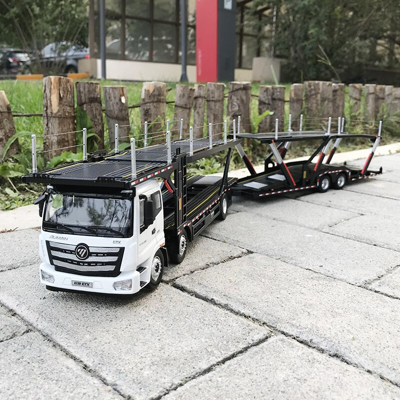 合金原厂136福田欧曼中置轴轿运车etxestgtl挂车卡车模型车模黑色参数