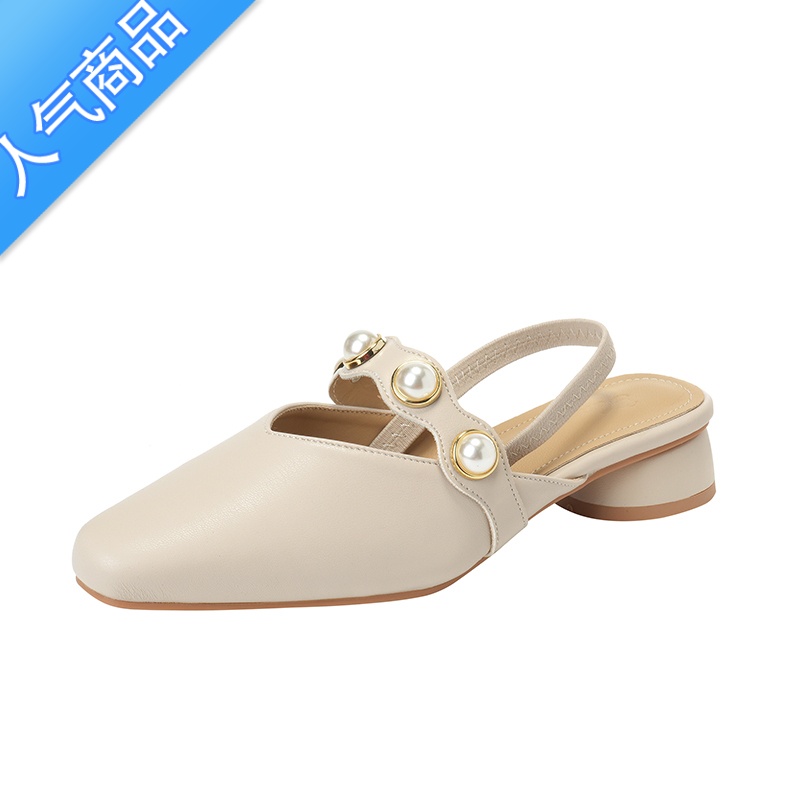 SUNTEK法式气质小香风包头凉鞋女外穿粗跟鞋子夏天女士高级感一字带单鞋高清大图