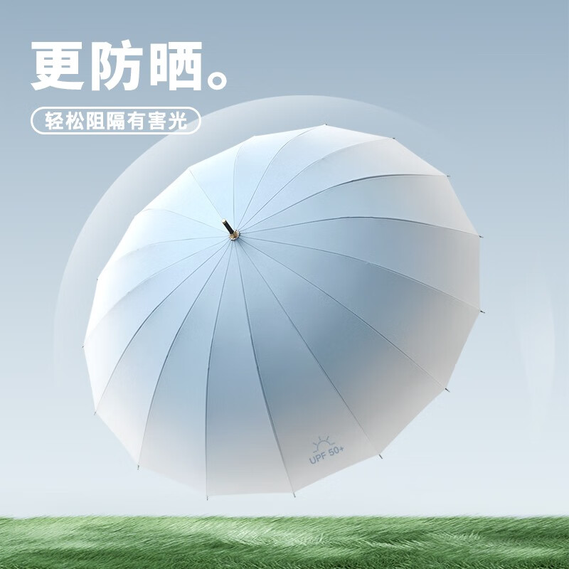 美度(MAYDU)16骨渐变色雨伞长柄防风晴雨伞两用黑胶防晒女遮阳伞M1612高清大图