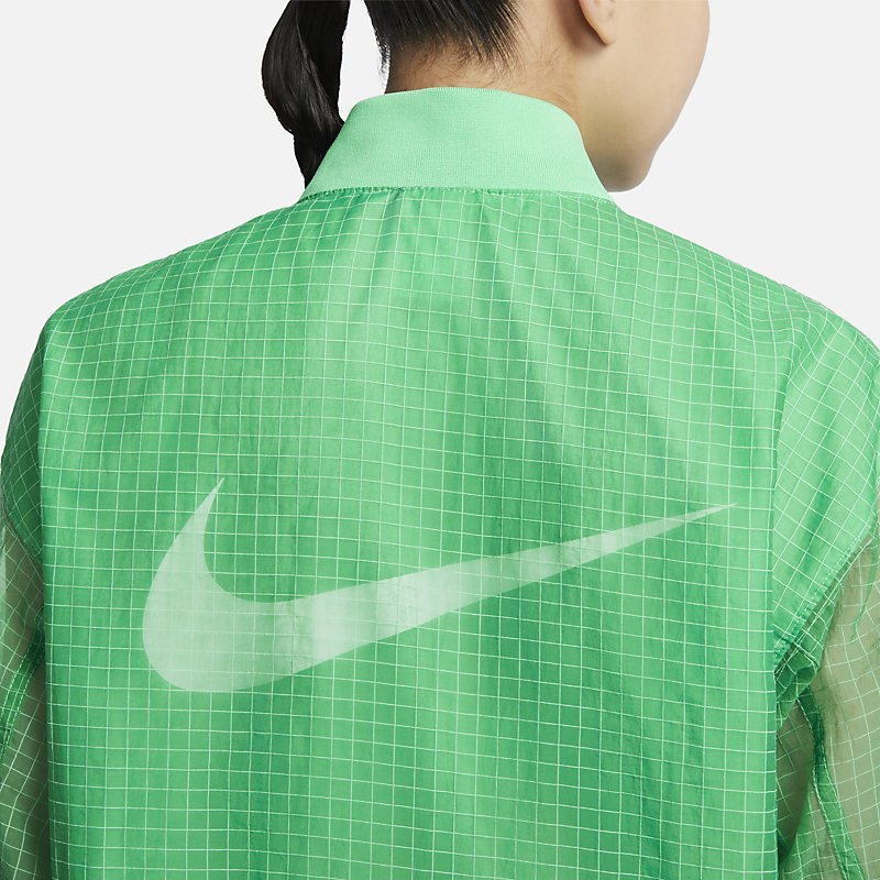 nike耐克女子梭织运动夹克夏新款休闲宽松印花绿色外套dv7973363