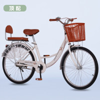 轻便自行车男女通用学生上班通勤单车oE 象牙白【顶配】充气胎 26寸适合身高165-180mm