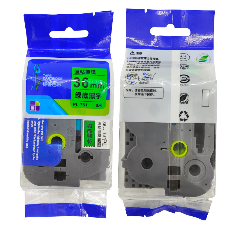 驰洛科 PL-761,36mmX8m,绿底黑字 标签色带(计价单位:个)绿色高清大图