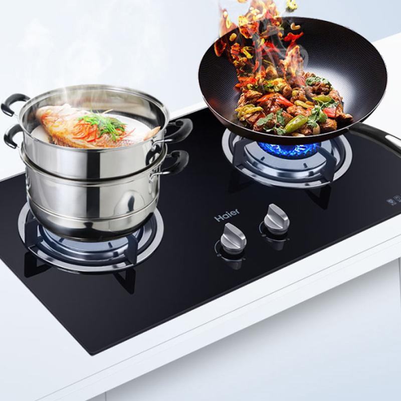 Haier/海尔燃气灶JZT-Q235(12T)台嵌两用式4.2KW宽频大火力 智能熄火安防天然气灶具双灶