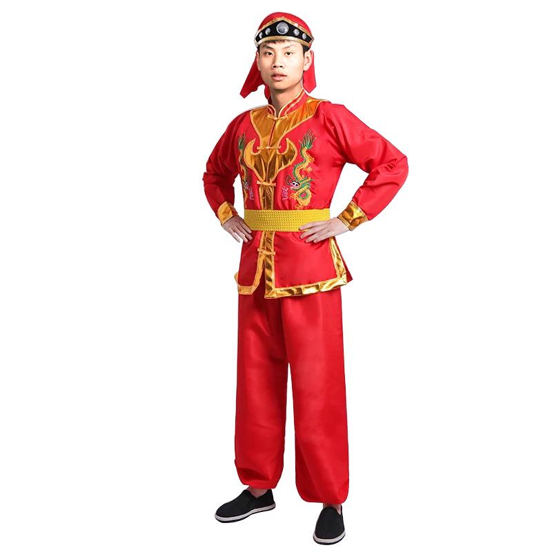 风雷缘fz影视服饰演出服打鼓服男士秧歌服锣鼓陕北腰鼓民族演出服戴