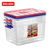 JEKO&JEKO 塑料桌面透明收纳箱16L玩具衣服收纳盒零食整理箱手提储物箱 SWB-514