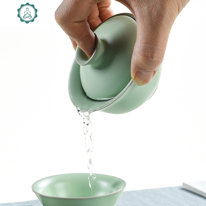 汝窑茶具茶壶天青单壶开片可养汝瓷陶瓷功夫家用茶道泡茶器 封后 S汝窑大盖碗(保证开片)