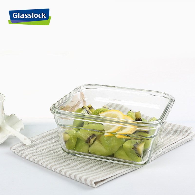 Glasslock耐热钢化玻璃微烤两用方形保鲜盒405ml OCST040高清大图