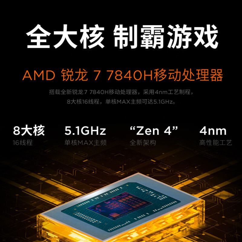 联想(Lenovo)拯救者R9000X 2023游戏笔记本电脑16英寸颜值电竞本定制(R7-7840H 24G 2T RTX4060显卡 3.2k高刷高色域屏)灰色