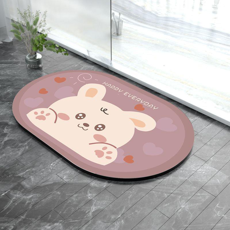 卫生间地垫浴室吸水地垫脚垫入户进家用垫厕所地毯洗手间垫子_644 40.1cm+60.3cm丨小号 加厚款丨乖乖兔丨椭圆丨1个装