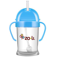 zoli BF11PPB001 婴儿硅胶防漏学饮杯 宝宝吸管水杯 蓝色 180ml