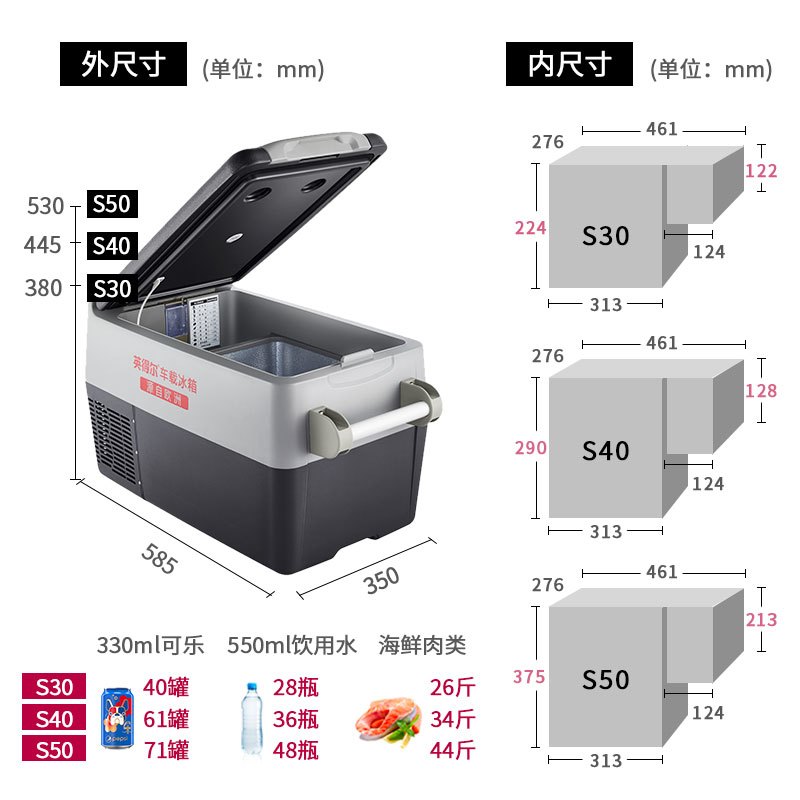 2021年新品英得尔车载冰箱S40户外大容量车家两用压缩机制冷12V24V
