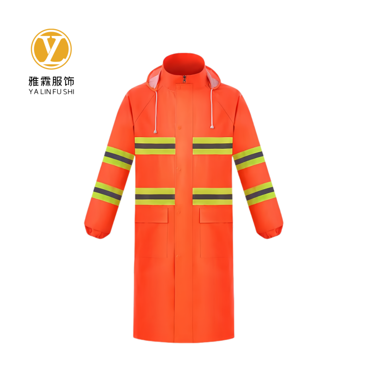 雅霖服 烫条绿风衣式雨衣可定制 YLF-XZ505 件高清大图