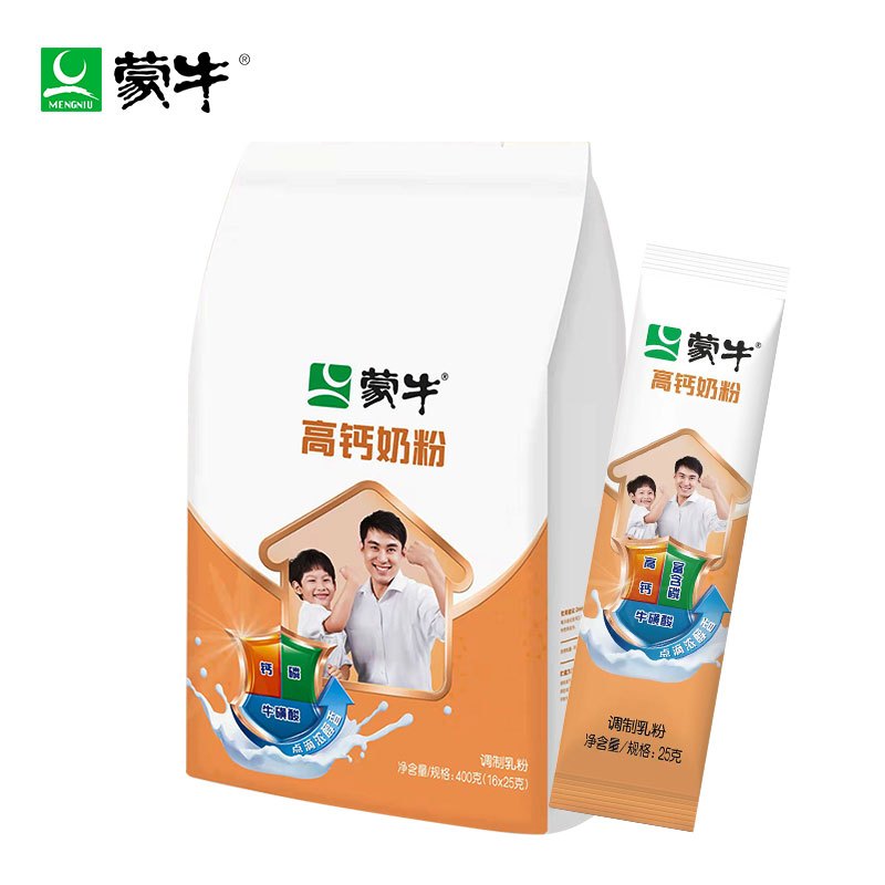 蒙牛全脂高钙奶粉400g*2袋装全家营养独立小包装[2024.10.11到期]