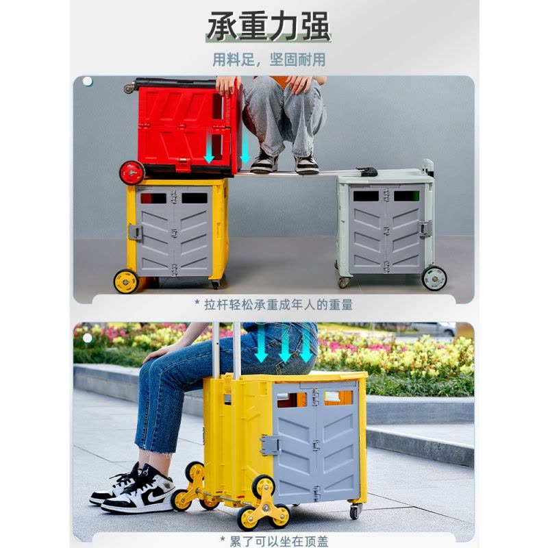 家柏饰(CORATED)家用买菜车小拉车便携购物车小推车手拉车可爬楼梯轻便折叠拉杆车 薄荷绿[大号·平地款]图片