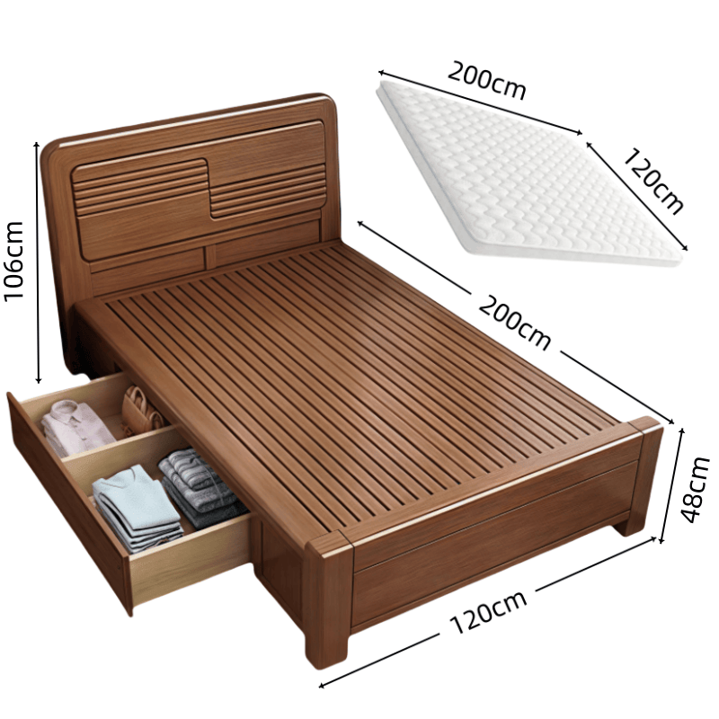 鑫木樽实木高箱床+床垫套装120*200cm 套高清大图
