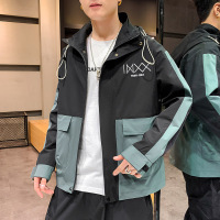 跨洋【一件7.5折两件6.5】 2020秋季男士外套百搭时尚撞色休闲运动外搭上衣宽松百搭简约夹克男装衣服Q
