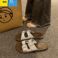 聚范勃肯拖鞋女夏季外穿2023年新款复古仙女风休闲软平底沙滩海边凉拖 米色 40
