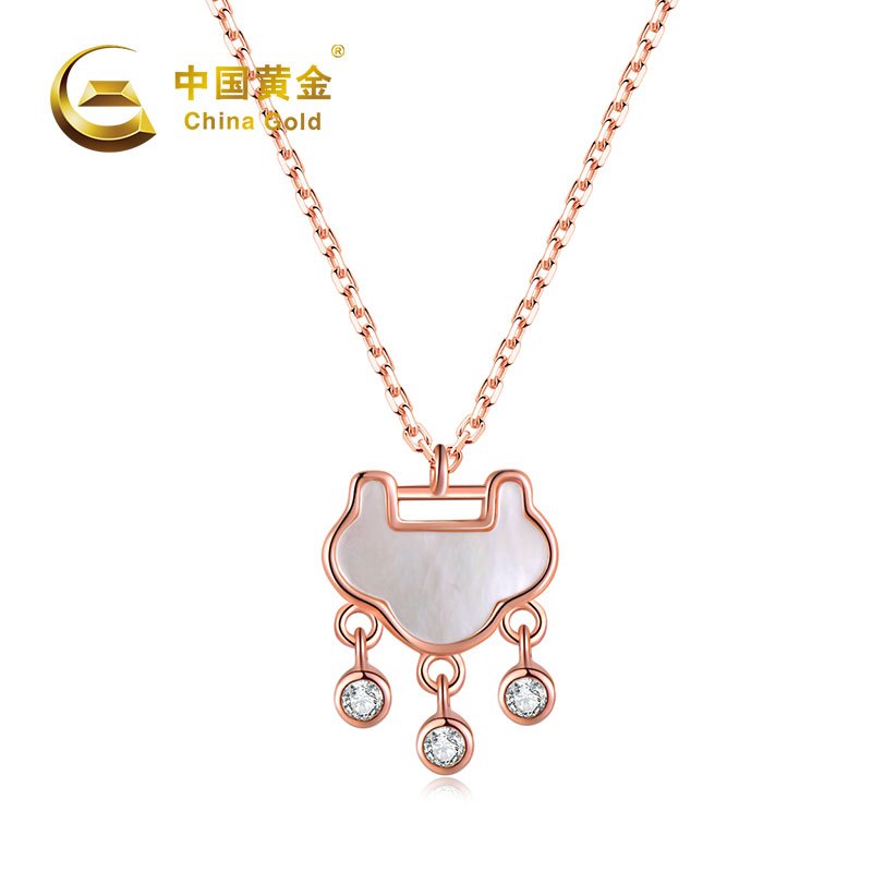 中国黄金s925银如意锁项链视频