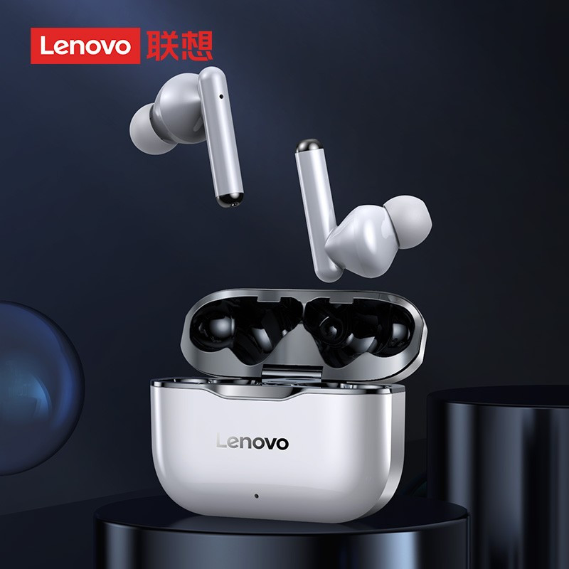联想(Lenovo)无线蓝牙耳机 LP1白色(灰边) 双耳运动入耳式适用于苹果安卓手机通用跑步小型超长待机续航