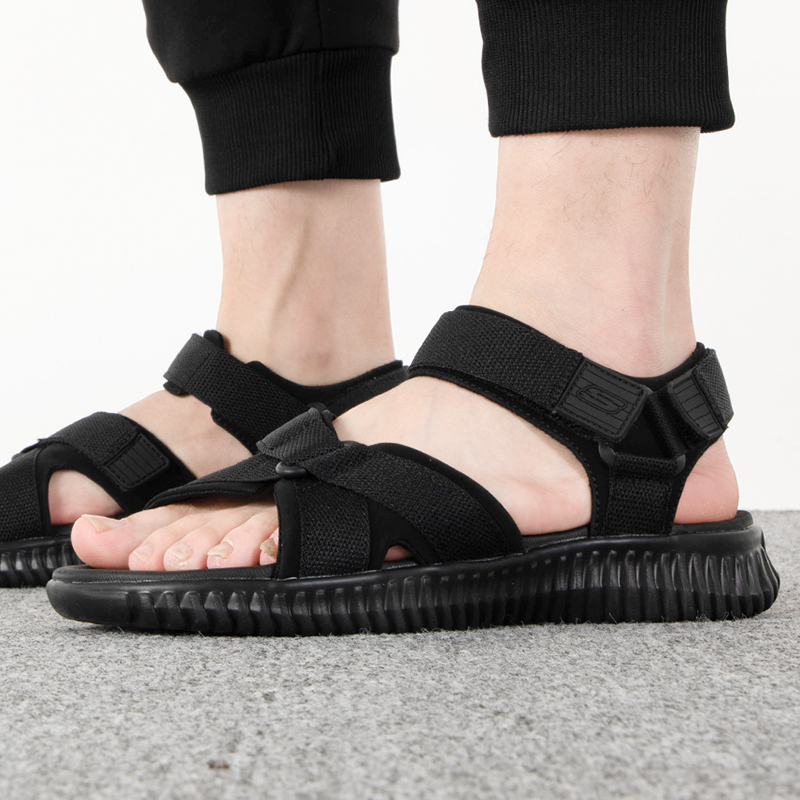 SKECHERS斯凯奇男鞋新款耐磨舒适轻便百搭运动休闲凉鞋沙滩鞋51722-BBK ZP