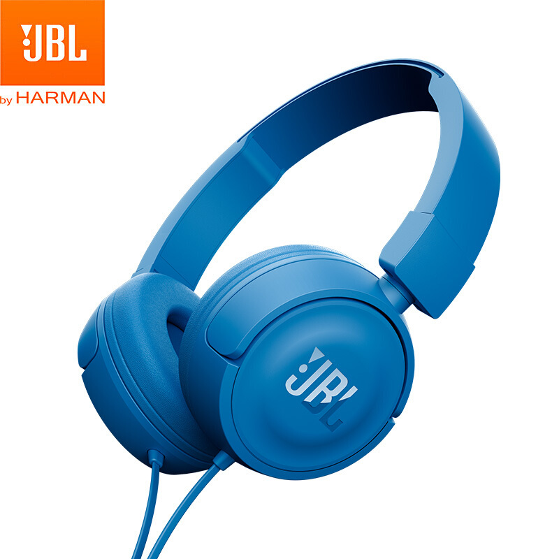 JBL T450 头戴式有线耳机耳麦 运动音乐游戏耳机 带麦可通话 苹果安卓华为小米通用 蓝