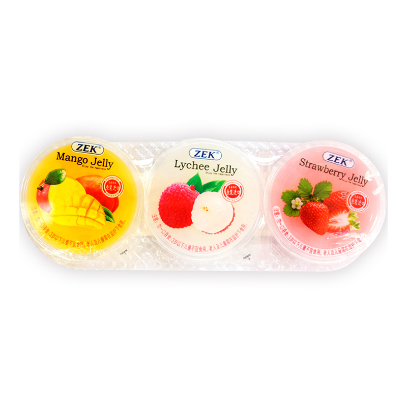 ZEK进口零食 果冻 ZEK三合一水果味果冻(芒果味、荔枝味、草莓味)255g