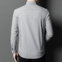花花公子2025年秋装新款棉竖条纹长袖衬衫男时尚休闲修身男士衬衣品牌轻年男装