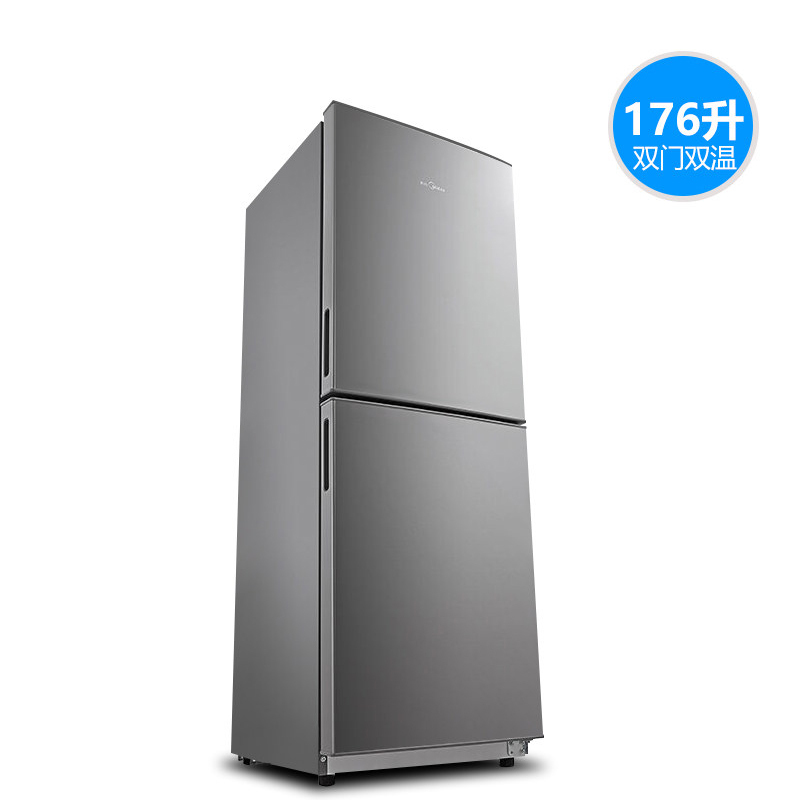 美的(Midea)BCD-176M 直冷实用双开门家用电冰箱 节能小冰箱 星际银
