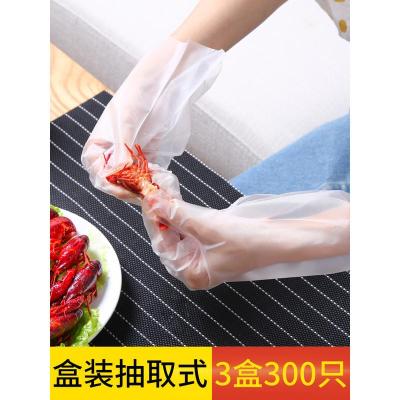 两盒共200只 均码 一次性手套家用餐饮厨房烘焙女100只小龙虾加厚接触用透明cpe薄膜