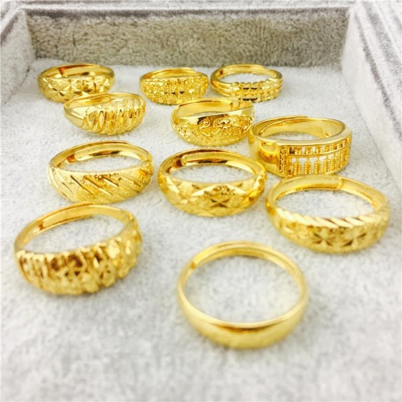 越南沙金镀金女士可节戒子情侣对戒结婚饰品仿黄金男士戒指送女朋友老婆生日礼物送女朋友七夕情人节礼物