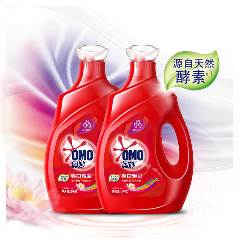 [12斤组合装]奥妙(OMO)亮白焕彩洗衣液3kg*2 净白护色[联合利华]