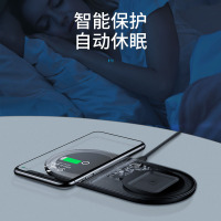 倍思无线充电器苹果15W快充板二合一iPhone万能通用airpods耳机pro版WXJK-CA02透明版