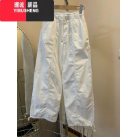 YIBUSHENG梨型身材的姐妹快冲！白色简约休闲裤女季新款抽绳速干阔腿H季 M 白色优质版宽松/时尚/洋气/高级感/垂感/外穿/慵懒/时尚/
