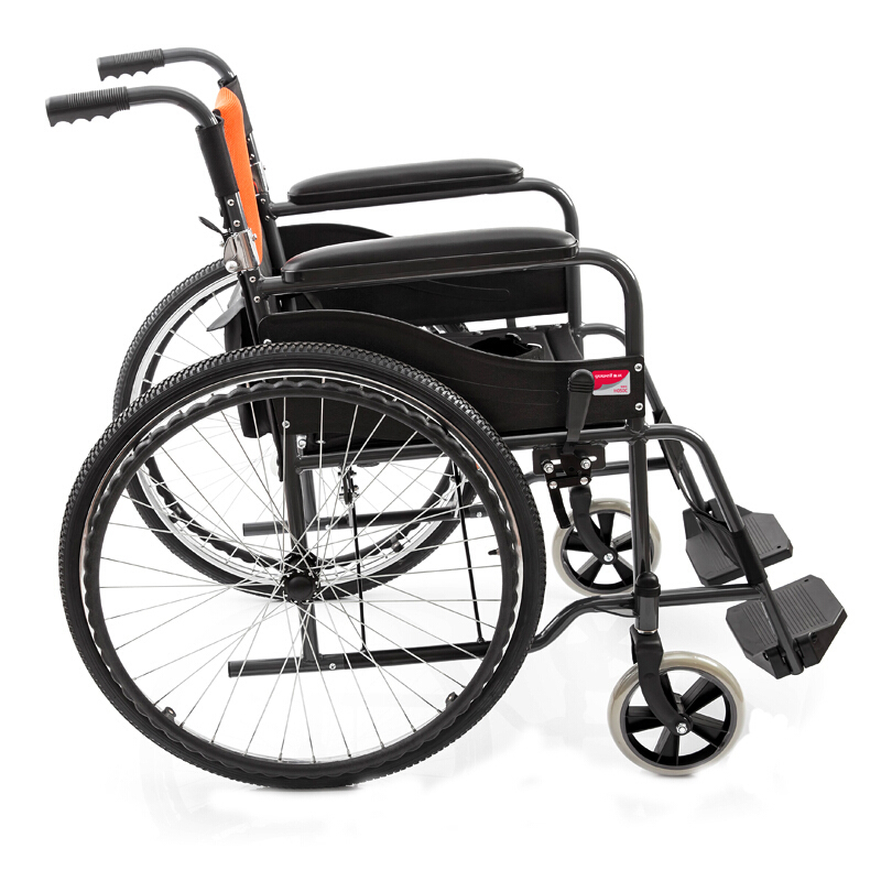 鱼跃轮椅ho50家用老人加粗钢管手轮椅车轻便可折叠带手刹助行仪器