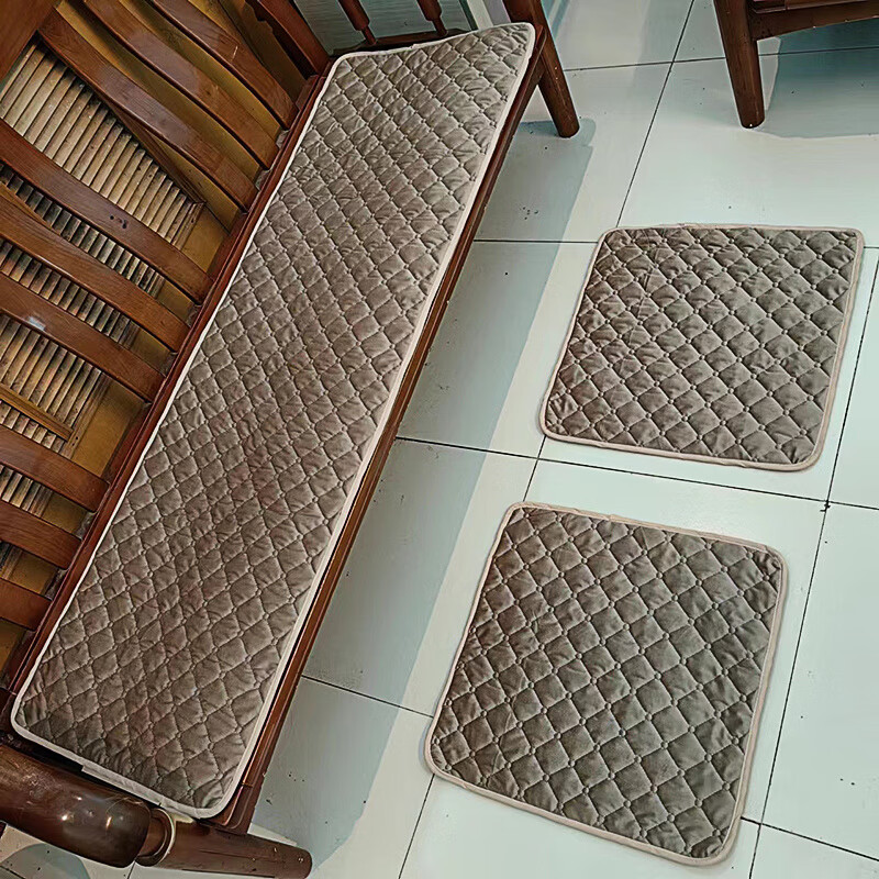 维诺亚防滑毛绒沙发垫子坐垫长条老式红木实木老款单人三人四人长椅座垫高清大图