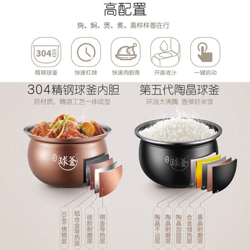 苏泊尔(SUPOR) 电压力锅3L精钢球釜内胆双胆智能预约多功能煮饭煲汤家用自动排气开盖收汁 SY-30FC12Q高清大图