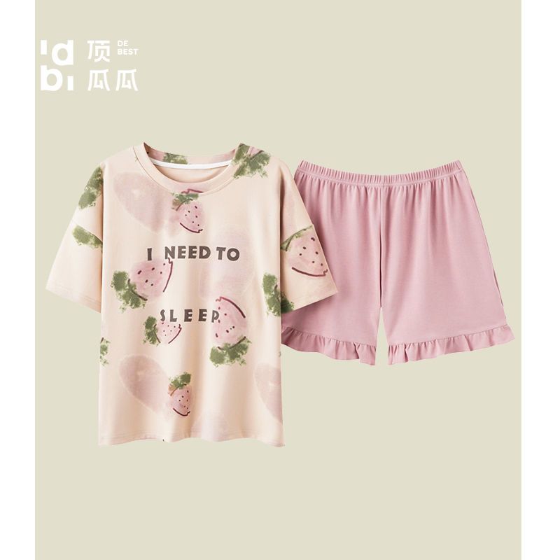 睡衣女夏纯棉纯棉短袖短裤休闲薄款家居服女可外穿两件套