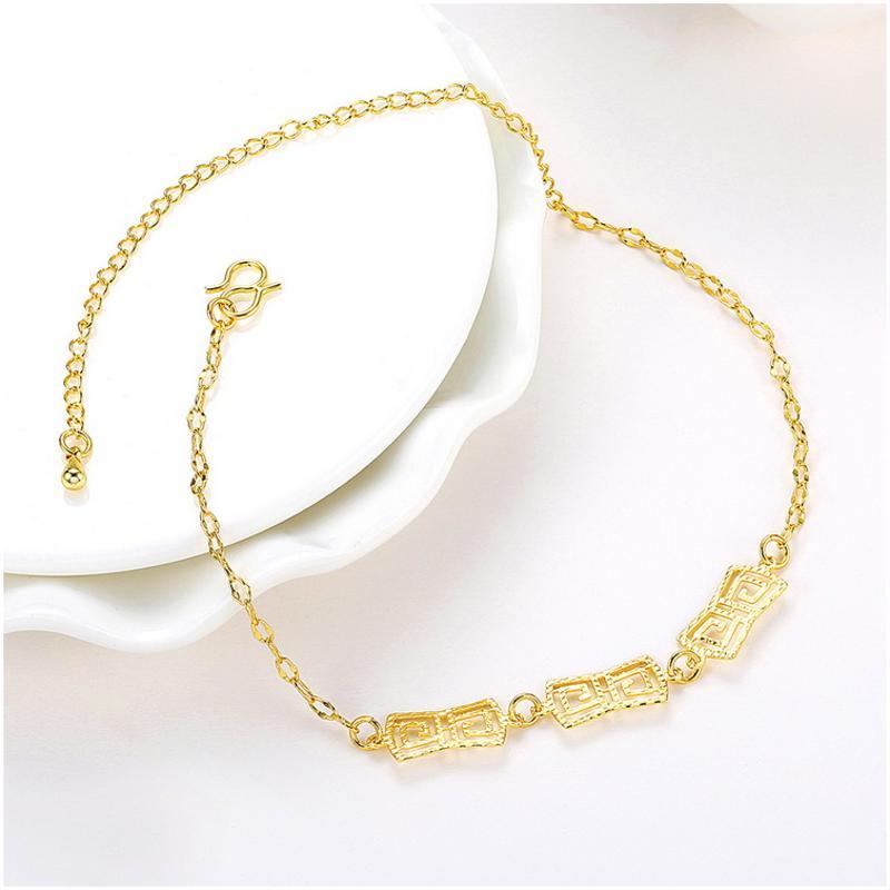 A040-A Women 18K yellow gold anklet jewelry 镀黄金色女脚链潮