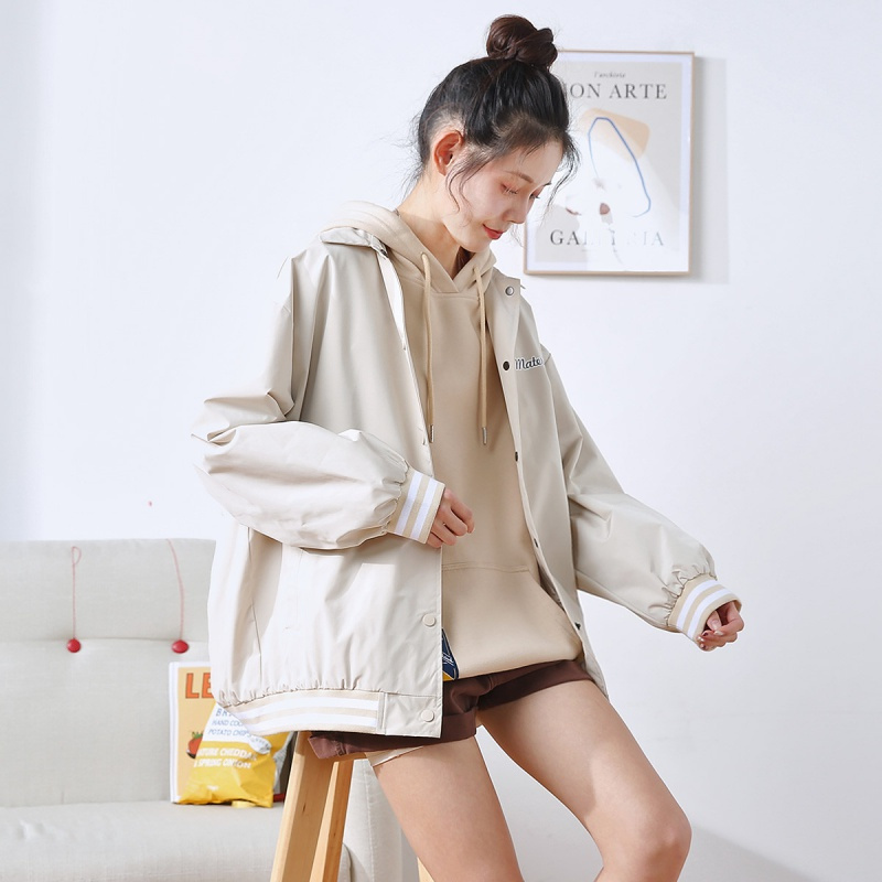 唐狮 春季新款翻领左胸字母棒球服上衣女韩系宽松休闲时尚潮