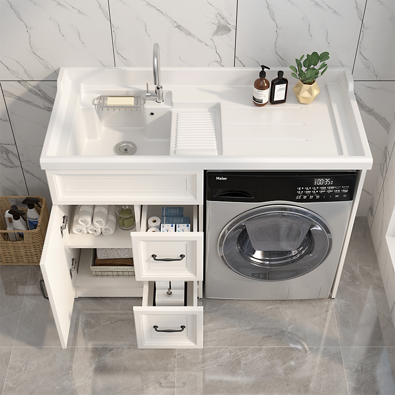 太空铝阳台洗衣机柜闪电客洗手脸盆台面一体带搓组合滚筒伴侣定制