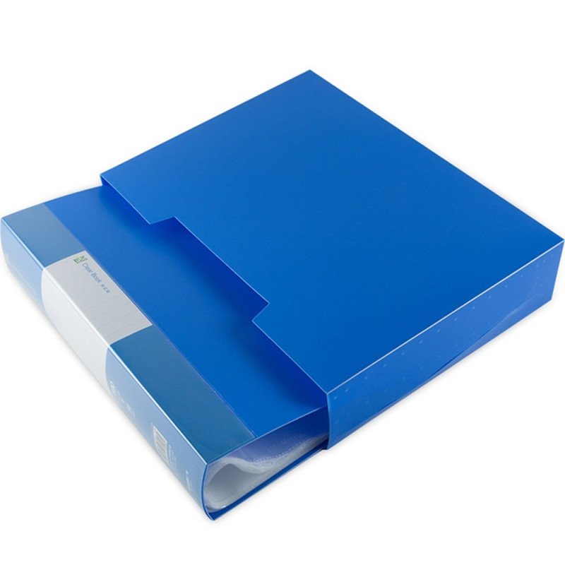 广博a3181资料册100页蓝色透明文件册文件套文件夹插页文件袋多层文件