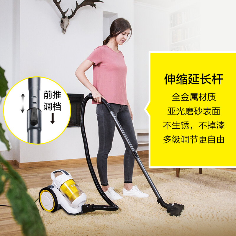 卡赫(KARCHER)吸尘器VC3白色豪华版 德国凯驰集团 卧式家用手持式小型静音强力除螨无耗材吸尘器0.9L旋风尘盒