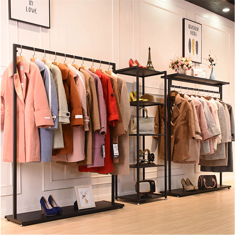 服装店展示架落地女装店货架中岛服装架挂衣服衣架陈列架侧挂组合视频