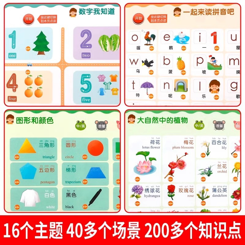 点读》会说话的早教书[中英双语] [正版]会说话的中英文早教点读书手指点读1-3岁婴幼儿童看图识物学说话宝宝手指点读认知