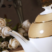 鼎亨土豪金欧式骨瓷手冲咖啡壶奶茶壶家用陶瓷咖啡壶咖啡器具凉水